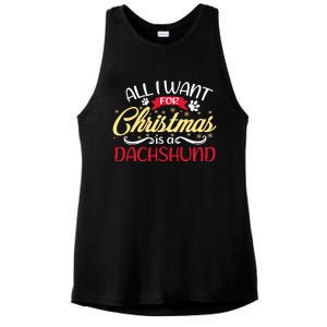 Dog Lover All I Want For Christmas Is A Dachshund Gift Ladies PosiCharge Tri-Blend Wicking Tank