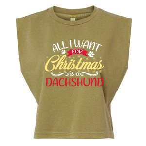 Dog Lover All I Want For Christmas Is A Dachshund Gift Garment-Dyed Women's Muscle Tee