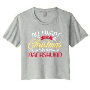 Dog Lover All I Want For Christmas Is A Dachshund Gift Women's Crop Top Tee