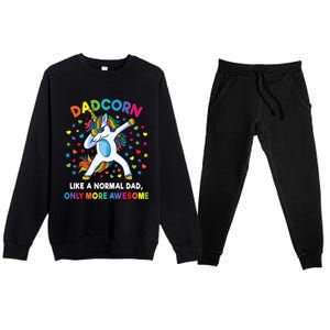 Dadcorn Like A Dad Only Awesome Dabbing Unicorn Premium Crewneck Sweatsuit Set