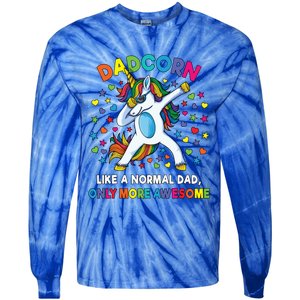 Dadcorn Like A Dad Only Awesome Dabbing Unicorn Tie-Dye Long Sleeve Shirt