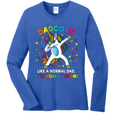 Dadcorn Like A Dad Only Awesome Dabbing Unicorn Ladies Long Sleeve Shirt