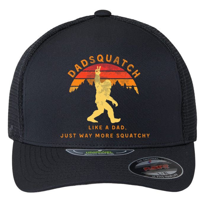 Dadsquatch Like A Dad Way More Squatchy Funny Bigfoot Flexfit Unipanel Trucker Cap