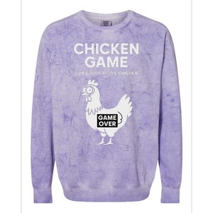 Dont Look At The Chicken Funny Chicken Game Colorblast Crewneck Sweatshirt