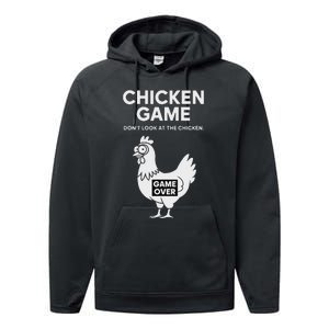 Dont Look At The Chicken Funny Chicken Game Performance Fleece Hoodie