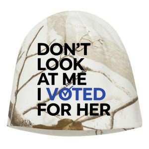 DonT Look At Me I Voted For Her Harris Madam President Kati - Camo Knit Beanie