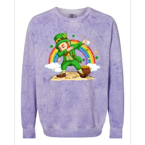 Dabbing Leprechaun Baseball Ball St Patricks Day Cute Gift Colorblast Crewneck Sweatshirt