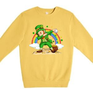 Dabbing Leprechaun Baseball Ball St Patricks Day Cute Gift Premium Crewneck Sweatshirt