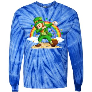 Dabbing Leprechaun Baseball Ball St Patricks Day Cute Gift Tie-Dye Long Sleeve Shirt