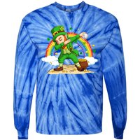 Dabbing Leprechaun Baseball Ball St Patricks Day Cute Gift Tie-Dye Long Sleeve Shirt