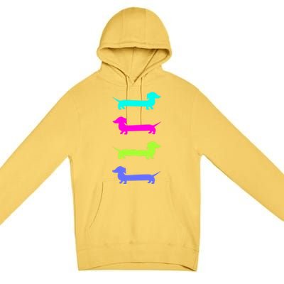 Doxie Lover Brightly Colored Dachshunds Meaningful Gift Premium Pullover Hoodie