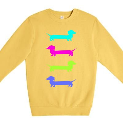 Doxie Lover Brightly Colored Dachshunds Meaningful Gift Premium Crewneck Sweatshirt