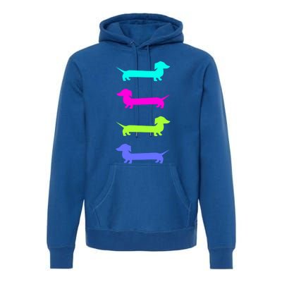 Doxie Lover Brightly Colored Dachshunds Meaningful Gift Premium Hoodie