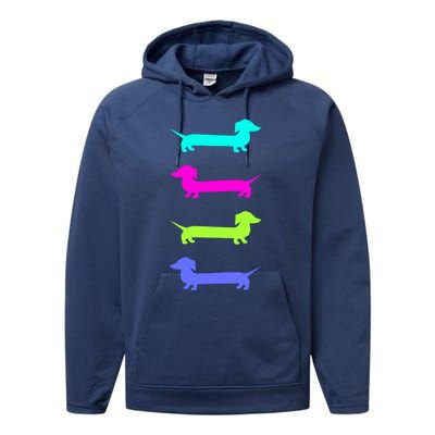 Doxie Lover Brightly Colored Dachshunds Meaningful Gift Performance Fleece Hoodie