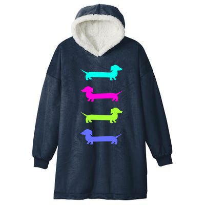 Doxie Lover Brightly Colored Dachshunds Meaningful Gift Hooded Wearable Blanket