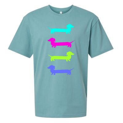 Doxie Lover Brightly Colored Dachshunds Meaningful Gift Sueded Cloud Jersey T-Shirt