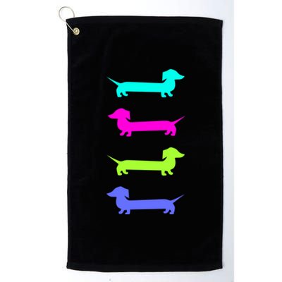 Doxie Lover Brightly Colored Dachshunds Cute Gift Platinum Collection Golf Towel