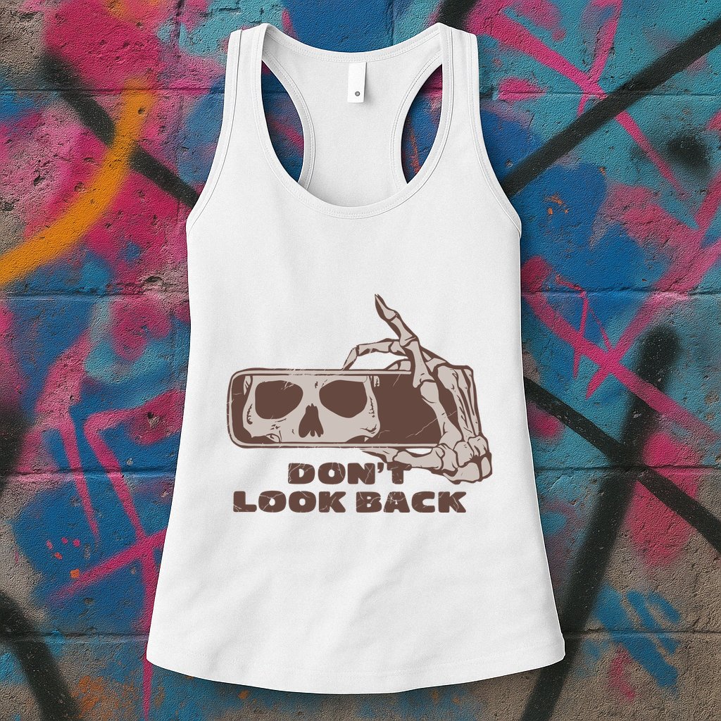 DonT Look Back Skeleton Car Mirror Transparent Womens Tank Top