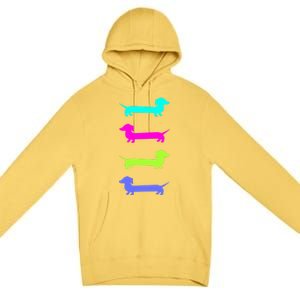 Doxie Lover Brightly Colored Dachshunds Gift Premium Pullover Hoodie