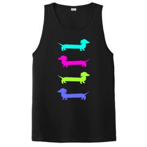 Doxie Lover Brightly Colored Dachshunds Gift PosiCharge Competitor Tank