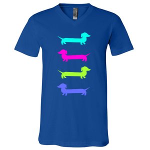 Doxie Lover Brightly Colored Dachshunds Gift V-Neck T-Shirt