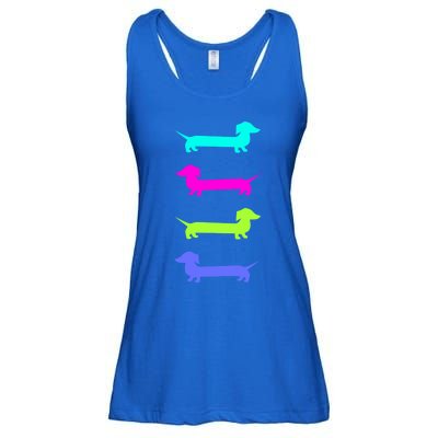 Doxie Lover Brightly Colored Dachshunds Gift Ladies Essential Flowy Tank