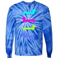 Doxie Lover Brightly Colored Dachshunds Gift Tie-Dye Long Sleeve Shirt