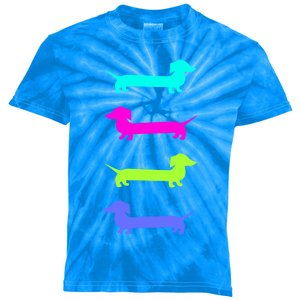 Doxie Lover Brightly Colored Dachshunds Gift Kids Tie-Dye T-Shirt