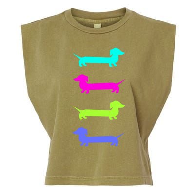 Doxie Lover Brightly Colored Dachshunds Gift Garment-Dyed Women's Muscle Tee