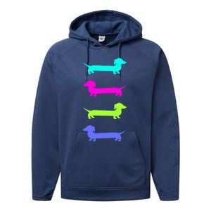 Doxie Lover Brightly Colored Dachshunds Gift Performance Fleece Hoodie