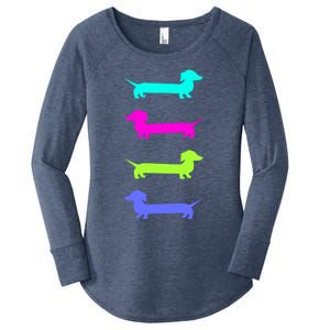 Doxie Lover Brightly Colored Dachshunds Gift Women's Perfect Tri Tunic Long Sleeve Shirt