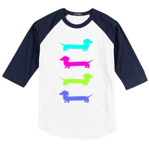 Doxie Lover Brightly Colored Dachshunds Gift Baseball Sleeve Shirt