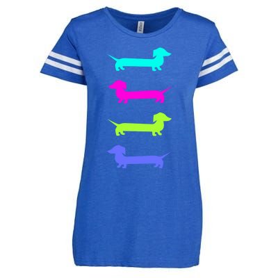 Doxie Lover Brightly Colored Dachshunds Gift Enza Ladies Jersey Football T-Shirt