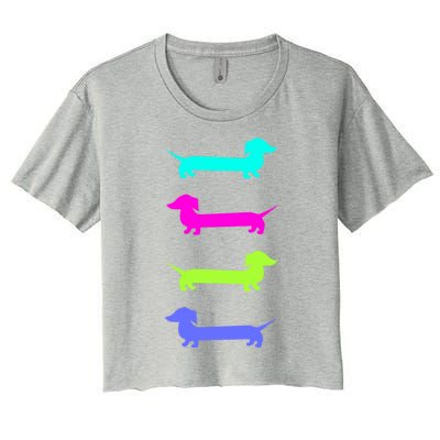 Doxie Lover Brightly Colored Dachshunds Gift Women's Crop Top Tee