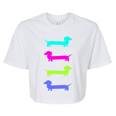 Doxie Lover Brightly Colored Dachshunds Gift Bella+Canvas Jersey Crop Tee