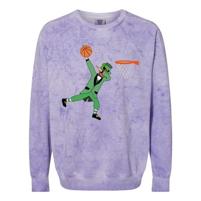 Dab Leprechaun Basketball Gift St Patricks Day Tee Gift Colorblast Crewneck Sweatshirt