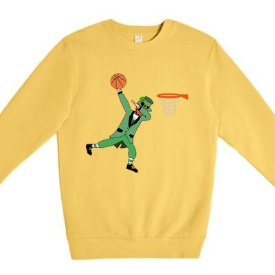 Dab Leprechaun Basketball Gift St Patricks Day Tee Gift Premium Crewneck Sweatshirt