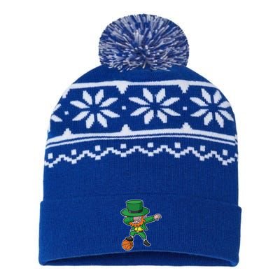 Dabbing Leprechaun Basketball Mcdab St Patricks Day Gift USA-Made Snowflake Beanie