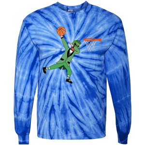 Dabbing Leprechaun Basketball Cute Gift St Patricks Day Tee Cute Gift Tie-Dye Long Sleeve Shirt