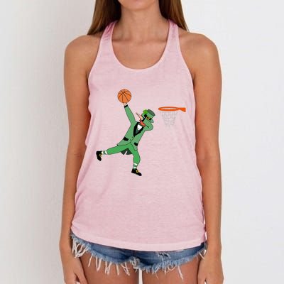 Dabbing Leprechaun Basketball Cute Gift St Patricks Day Tee Cute Gift Women's Knotted Racerback Tank