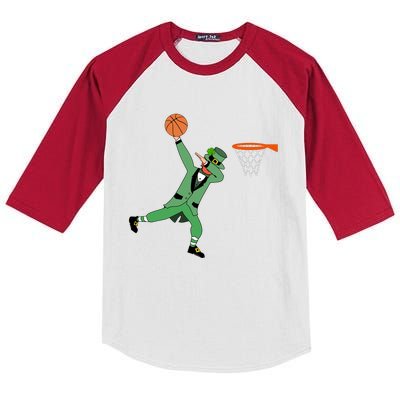 Dabbing Leprechaun Basketball Cute Gift St Patricks Day Tee Cute Gift Kids Colorblock Raglan Jersey