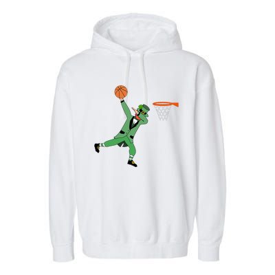 Dabbing Leprechaun Basketball Cute Gift St Patricks Day Tee Cute Gift Garment-Dyed Fleece Hoodie