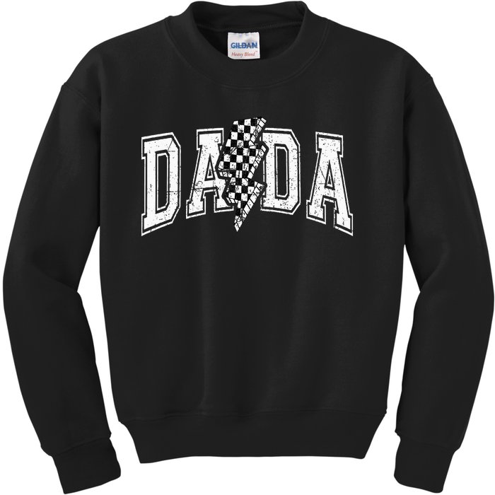 Dada Lightning Bolt Checkered FatherS Day Kids Sweatshirt