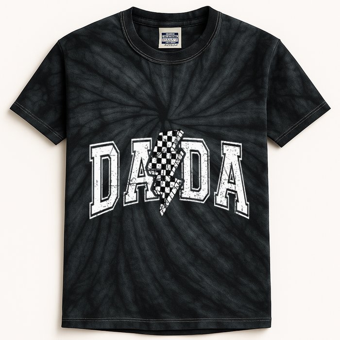 Dada Lightning Bolt Checkered FatherS Day Kids Tie-Dye T-Shirt