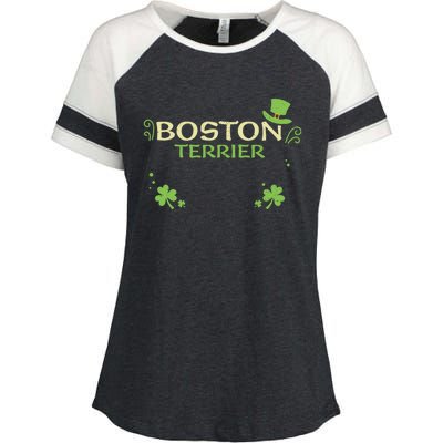 Dog Lover: Boston Terrier Gift St Patrick's Day Cool Gift Enza Ladies Jersey Colorblock Tee