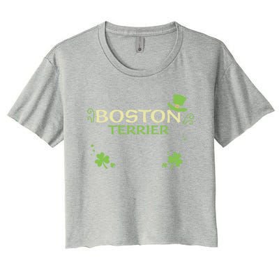 Dog Lover: Boston Terrier Gift St Patrick's Day Cool Gift Women's Crop Top Tee