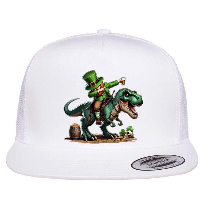 Dabbing Leprechaun Beer Lover St Patricks Day Trex Cute Gift Flat Bill Trucker Hat