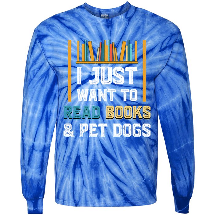 Dog Lover Bookworm Librarian Dog Owner Funny Book Reading Gift Tie-Dye Long Sleeve Shirt