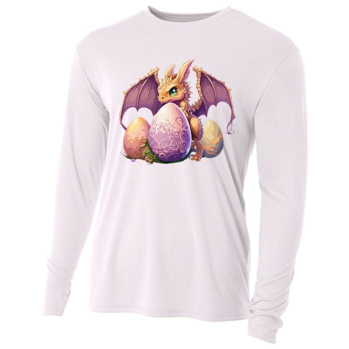 Dragon  Lover Collecting Easter Eggs  Cute Dragons Cooling Performance Long Sleeve Crew