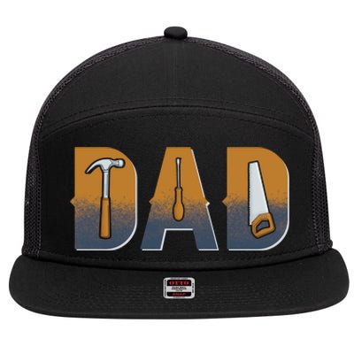 Dad Life Construction Fathers Day Builder 7 Panel Mesh Trucker Snapback Hat